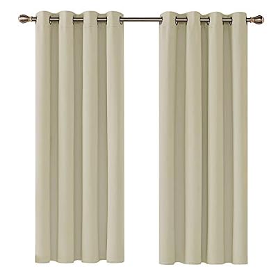 Deconovo Lot de 2 Rideaux Occultants Solides à Oeillets Isolant Thermique pour Chambre 117x138cm Beige Foncé