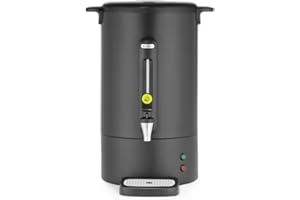 HENDI Percolateur à café 14L, cafetière à percolation avec paroi simple et robinet anti-gouttes, filtre intégré, 230V, 50/60Hz, 1750W, 357x380x(H) 502mm, noir mat, Inox, PP