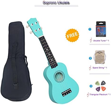 21"Soprano Ukulele with a Carrying Bag and a Digital Tunner, Colorful Designed for Beginner, Kids, Students (Light Green)