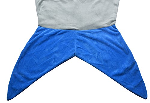 Sinland Shark Decken Mermaid Tail Blanket and Shark Sleeping Bag Grau & Blau - 4