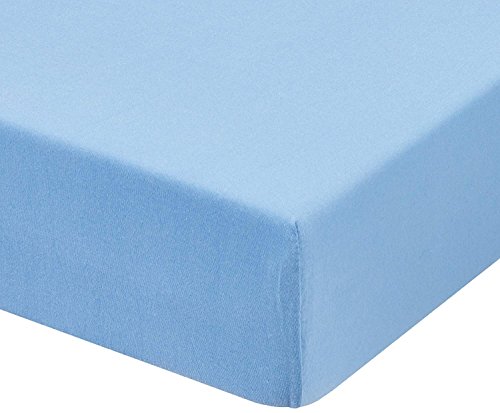 CONFORT HOME M.T. Sabana Bajera Lisa (CAJIZ) Ajustable Ligeras 100% algodón Verano (105_x_200_cm, AZUL)