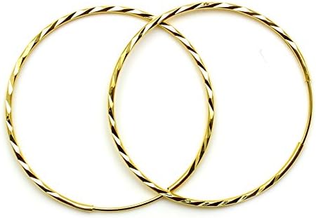 Arranview Jewellery9ct Gold 22mm Diamond Cut Sleeper Hoops (1 Pair)