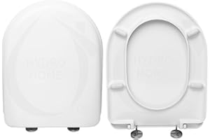 HYDRO HOME Bellavista Stylo - Tapa para inodoro de plástico termoendurecible, con bisagras ajustables, eje de inodoro, color blanco, fabricado en Italia