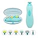 Produktbild baby nagelfeile elektrisch - 6 in 1 Maniküre Pediküre Set Batteriebetrieben Baby Nagelknipser Set Babypflege-Set Nagel-Poliermaschine und LED Licht (Blau)