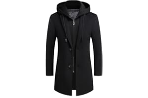 Luckyone Wintermantel Herren Mantel Loose Fit Lang Wollmantel Business Mantel mit Stehkragen Herren Winter