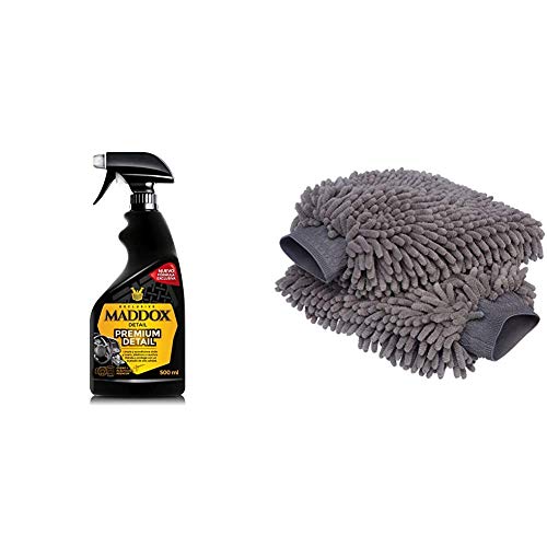 Maddox Detail 30102 Premium Detail - Limpiador de Salpicaderos con Abrillantador & AmazonBasics - Mitón para Lavado de Coches de Microfibra, Paquete de 2