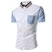 Produktbild BURFLY Polo Shirts Herren, Männer-Hemd-Art und Weise Normallack-Männliches zufälliges Kurzes Hülsen-Hemd (M, White)