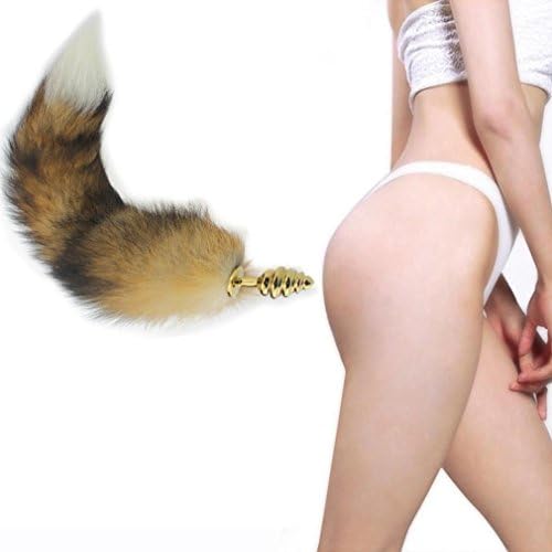 Fox Tail Cosplay Toy Funny And Fluffy Stage Props Chrome Metal Plug by Quistal (B)