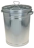 mülleimer metall wesco Fassungsvermögen ca. 55 L Spetebo Zink Abfalleimer mit Deckel - 55 Liter - XXL Mülleimer draußen - Zinkeimer Outdoor Mülleimer Tonne