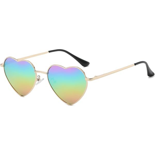Lunettes De Soleil Cœur Polaroid JCTAIFOO - Style Vintage - Protection UV100% - Pour Fêtes Et Festivals