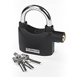 EASYmaxx 05995 Security Vorhängeschloss schwarz/silber mit Alarmfunktion 110dB