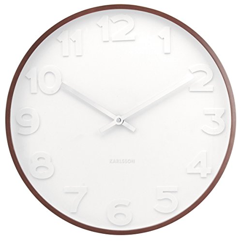 Karlsson KA5470 Wanduhr Mr. White Numbers, Gehäuse Holz, Metall, weiß, 7 x 51 x 51 cm