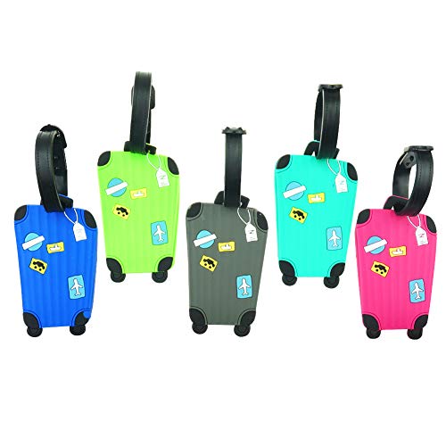 Cpano 5pcs Étiquettes de bagages Étiquettes de voyage Étiquettes d'identification, titulaire de carte de noms pour sacs à bagages Valises Sacs à dos (Couleur 1)