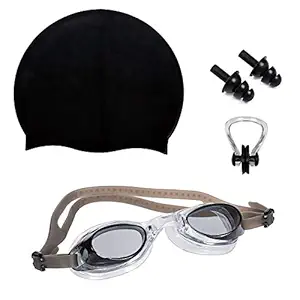 Lebami Swimming Kit with Antifog Goggles,Silicone Cap Noseclip, EarPlugs for Men,Women,Boys,Girls,Kids and Adult.