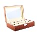 Produktbild Nue Uhrenbox Uhrenkoffer Braun Gelb Uhrenkasten für 10 Uhren Uhrentruhe Samt Uhrenschatulle Glas Sichtfenster