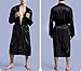 Produktbild Swallowuk Herren Morgenmantel Bademantel Lang Nachtwäsche Kimono Sleepwear V Ausschnitt mit Gürtel (XXL, Schwarz)