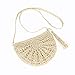 Produktbild MaoXinTek Stroh Crossbody Tasche Frauen Handarbeit Weben Umhängetasche Retro Halbkreisförmig Sommer Strand böhmische Quaste Schulterbeutel Geldbörse für Reisen Urlaub Beige