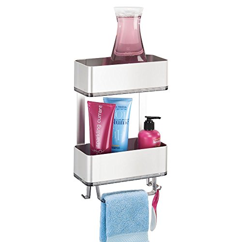 InterDesign 21416EU Affixx Peel-and-Stick Starker Selbstklebender Rostfreier Dusch-Caddy aus Aluminium – 2-Stöckig, Silberfarben/Smoke, Rustproof Aluminum, Silver/Smoke, 10,31 x 27,94 x 35,97 cm - 3