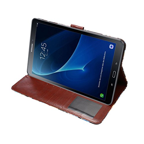 SZHTSWU Kunstleder Tasche für Samsung Galaxy Tab A 10.1 (2016) T580N/T585N, Seitlicher Magnetverschluss Schönem Floralem Blumen Muster PU Leder Tasche Hülle Tablette Case Schutzhülle Flip Wallet Ledertasche mit Kartenfächern und Ständerfunktion für Samsung Galaxy Tab A (2016) T580N / T585N 25,54 cm (10,1 Zoll) Tablet-PC,(Schwarz Blumen) - 6