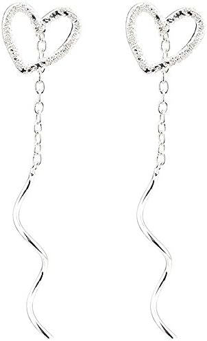Luckyfree Love Ear-Wire Waves Ear Fall 925 Pure Silver Simple Long Earrings