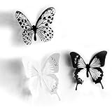 18 Stück 3D Schmetterling Wandtattoo DIY Wandstickers Wanddeko Wandaufkleber Weiß und Schwarz - 5