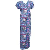 Indiatrendzs Women Hosiery Nighty Floral Summer Nightwear Nightgown 44" (BLUE)