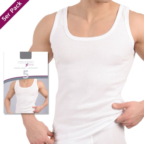 5er Pack Tank Top weiss – Herren Unterhemd Doppelripp (gerippt) – Sportjacke – 100% gekaemmte Baumwolle – Highest Standard – Einlaufvorbehandelt – original CELODORO Exclusive - 2