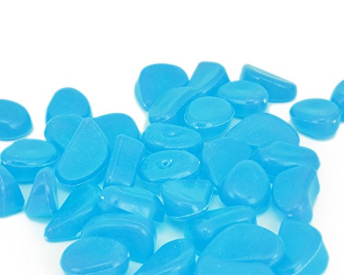 100 pcs Künstlich Hergestellte Glühen im dunklen Kiesel Leuchtsteine Nachtleuchtende Stein Leuchtkiesel Solarsteine für Aquarium/ Garten/ Rasen/ Terrasse Deko – Blau - 4