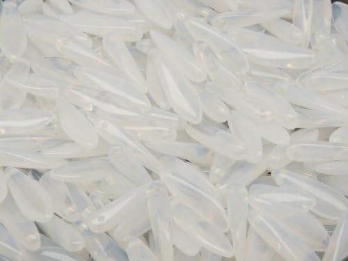 25 Pieces Czech Glass Dagger Beads 5x16mm White Opal