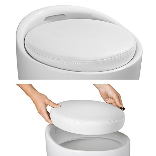 TecTake Sitzhocker Badhocker rund | ABS Kunststoff | mit Stauraum und Sitzkissen – diverse Farben – (Weiß Weiß | Nr. 402077-3) - 4