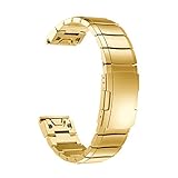 Armband für Garmin Fenix 5S Plus - MuSheng Edelstahl Uhr Band Luxus Uhrenarmband mit Schmetterlings Schnalle Erstatzband Zubehör, Mehrfarbig (Gold)