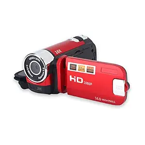 Handheld Video Camcorder 1080P FHD 16x Digital Zoom, Trabar DV Digital Camera with COMS Sensor, Built-in Speaker, 270  Rotary Screen, Video Camera(Red)