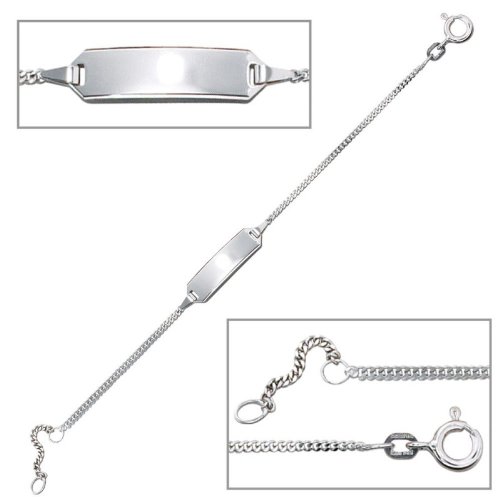 Armkette, Armband, Armkettchen, Schildband 585/-Weißgold, ca 14 cm lang, Kinderschmuck
