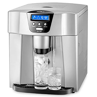 Kealive Machine à Glaçons Kealive, Machine a Glace Automatique avec Écran LCD, Bouton Glace et Bouton eau froide, 9 Glaçons / 6-10 Min, 12kg-15kg Glace / 24h, Remplir un tuyau d'eau/ 1.8L Réservoir/Argent