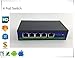 Produktbild HAMISS 5Port 48V 4 Injector Power Over Ethernet Switch 78W IEEE802.3af/at 12+/36- with Power Adapter for IP Camera CCTV