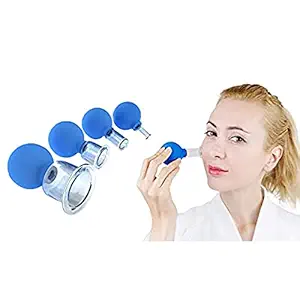 Silicone face Vacuum Cupping Therapy Set Clear Glass 4pcs Vacuum Suction Cupping for Full Body Face Leg Shoulder for Men for Women