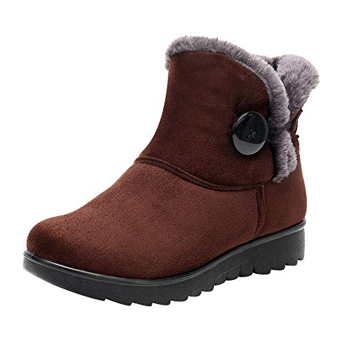 Women Boots Snow Winter Ankle Faux Fur Warm Lining Shoes with Zipper/Botton Decor