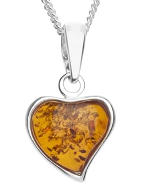 InCollections Damen-Anhänger 925/000 Sterlingsilber mit Bernstein inklusive Panzerkette  Herz 50 cm 051A200220890