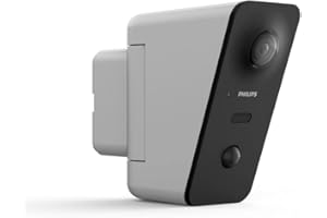 Philips Welcome Camera extérieure motorisée et connectée Eye View Philips-Ultra HD 2K-Detection Formes humaines- Auto-Tracking -sirène intégrée 105dB-batterie de Secours-Vision nocturne-IP66 Noir