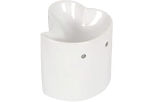 JONES HOME & GIFT Elegant White Heart Oil Burner - 9cm x 8cm (1 Pc) Ceramic Material - Perfect Ambience Enhancer for Home & Office