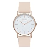 Byron Bond Milanaise Armbanduhr - 38 mm - Damenuhr Herrenuhr Unisex - Modell: Victoria - Rosegoldenes Gehäuse mit weißem Zifferblatt und Pinklederband
