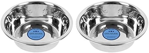 Large Metal Dog Bowl - DOUBLE PACK - High Quality Metal Dog Bowl
