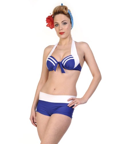 Banned Blue Retro Nautical Bikini M - UK 10 / EU 38