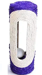 Emily Pets Cat Kitten Kitty Toy Rolling Sisal Scratching Post Trapped Ball Training (Blue)