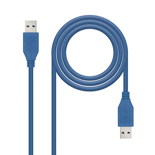 NANOCABLE 10.01.1001-BL - Cable USB 3.0, Tipo A/M-A/M,Macho-Macho, Azul, 1mts