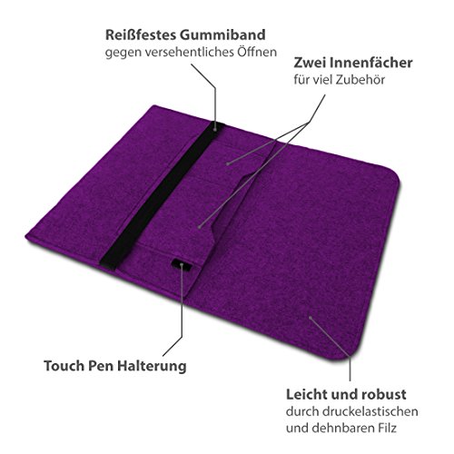 NAUC Laptoptasche Sleeve Schutztasche Hülle für Tablets Macbook Netbook Ultrabook Laptop Case in verschiedenen Farben mi zwei internen Zusatzfächern für Zubehör kompatibel mit z.B. Samsung Apple Asus Medion Lenovo uvm., Farben:Lila;Größe:9.7 – 10 Zoll - 3