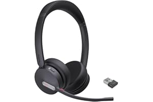 Yealink BH70 - Auriculares inalámbricos Bluetooth con micrófono para el trabajo, hasta 35 horas de duración de la batería de conversación, cancelación de ruido de 3 micrófonos, auriculares ligeros