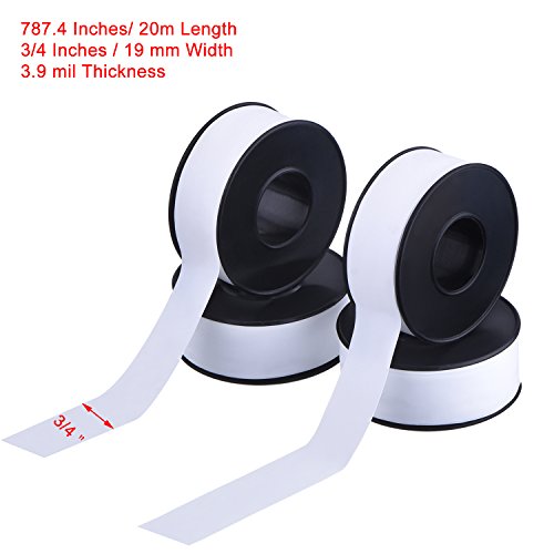 Mudder 5 Rollen 19 mm Breite 20 m Länge Industrielle Dichtband PTFE Tape für Rohrverbindungen, Schwarzer Rolle - 7