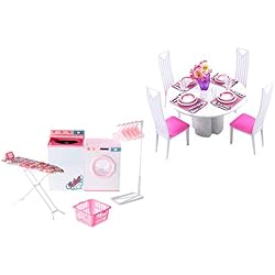 SM SunniMix 2 Sets Mobilier de Maison de Poupée 1/6 - Miniatures Machine à Laver + Miniature Chaises de Table à Manger