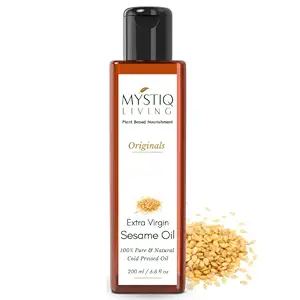 Mystiq Living Originals - Extra Virgin Sesame (Til/Gingelly) Oil, Organic | Hair, Body, Skin Care, Massage | Cold Pressed, 100% Pure and Natural - 200ML